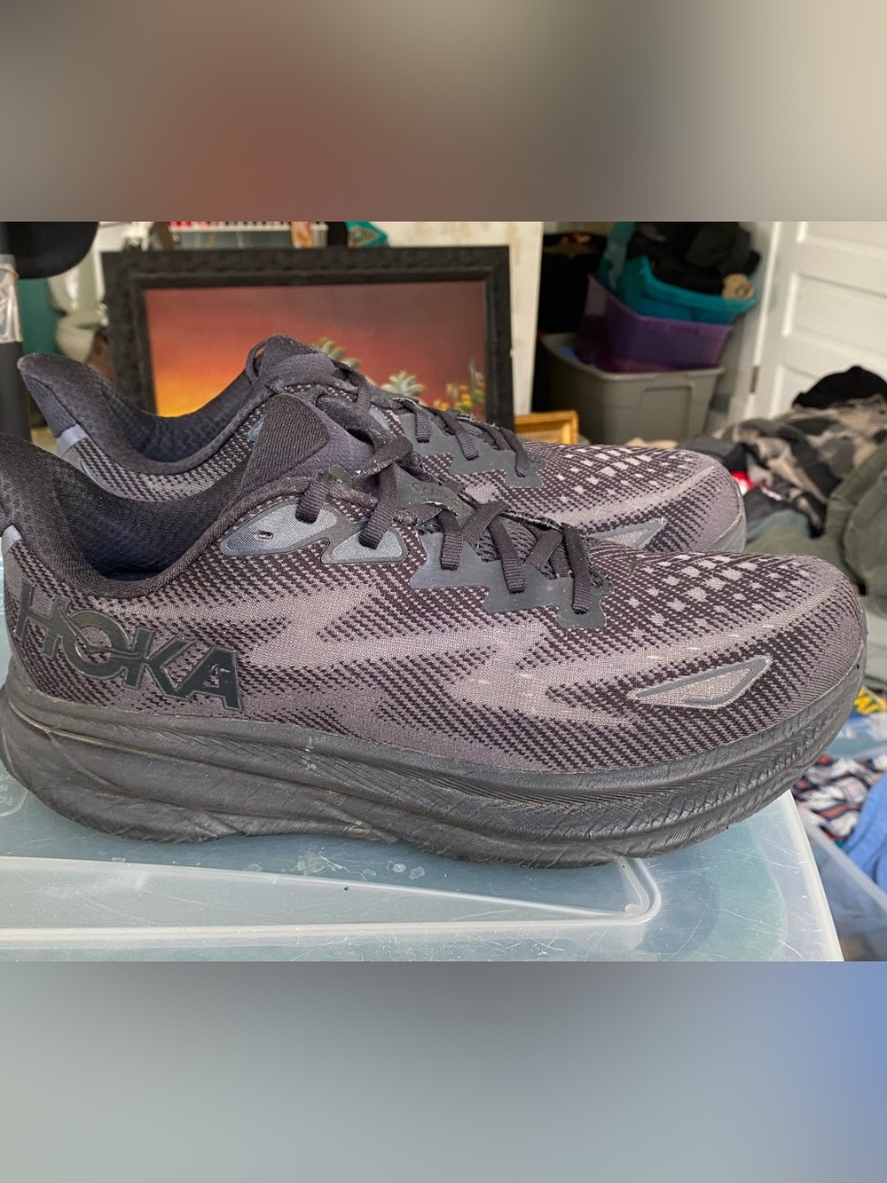 Hoka One One Clifton 10 Men's WIde Size 11 2E Running Shoes Black